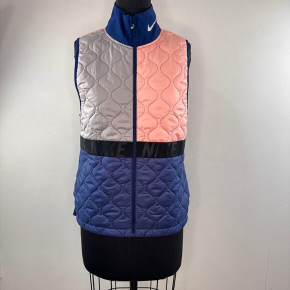 NIKE Aerolayer Multi Running Vest Colorblock Quilted Mock Neck Full Zip Medium M - Picture 2 of 8
